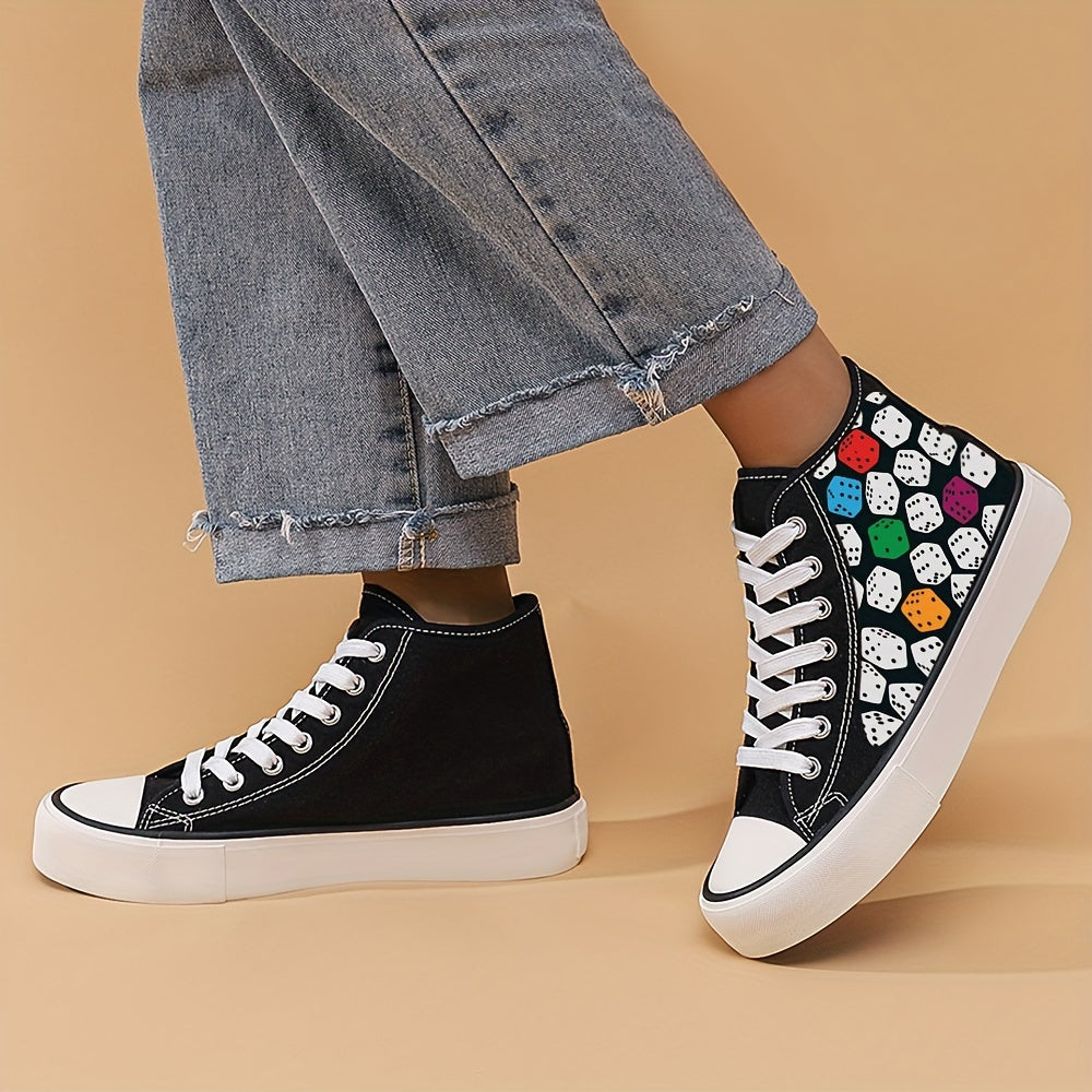 Chunky Canvas High Top Sneakers Lace Up Outdoor Wall