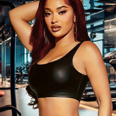 Faux Leather Sports Tank Top Women's Activewear