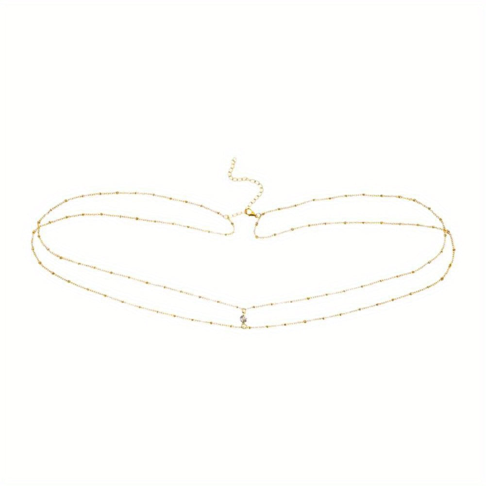 Crystal Decor Double Layer Waist Chain for Women
