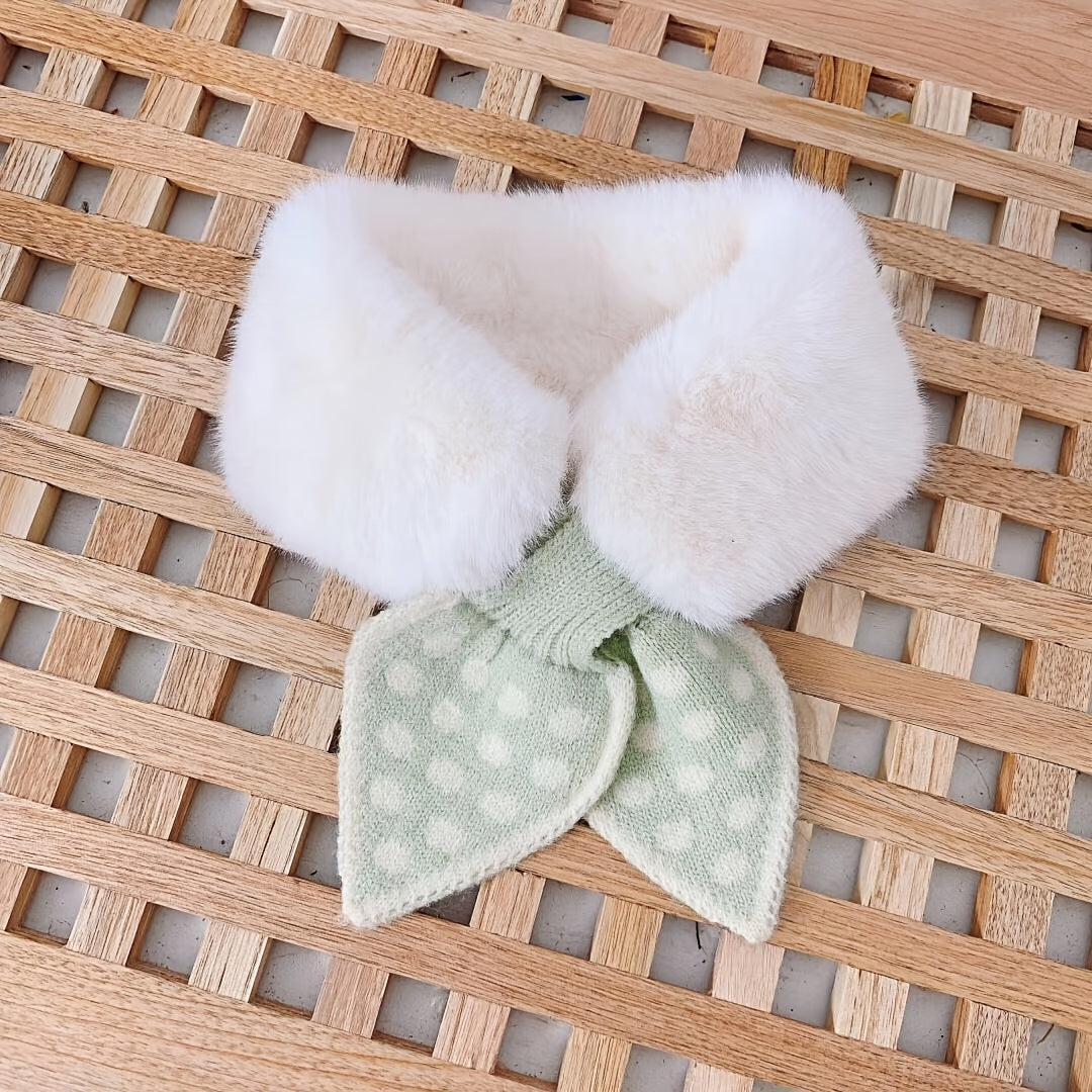 Kids Polka Dot Plush Scarf for Fall Winter