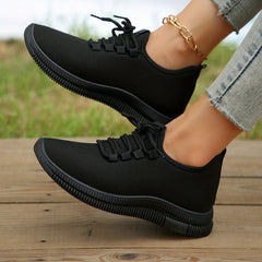 Women's Knit Lace Up Sneakers Round Toe Soft Breathable Comfy Shoes