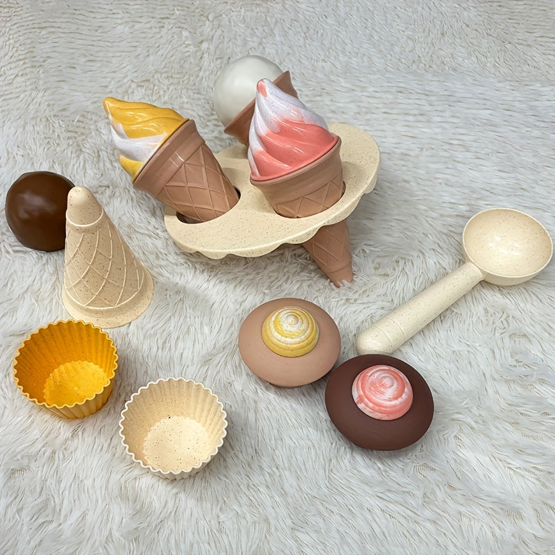 Kids Play Kitchen Pretend Play Food Ice Cream Cake Mold Toy Sand Digging Tool
