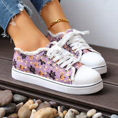 Women's Halloween Print Sneakers Low Top Flat Shoes