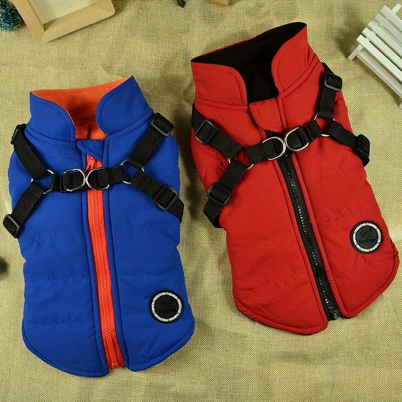 Cozy Padded Dog Vest w/ Harness for Outdoor Adventures