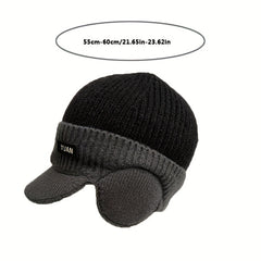 Men's Winter Hat with Earmuffs Block Style Warm Cap for Cold Weather in 4 Colors