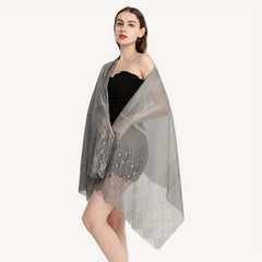 Flower Embroidery Tassel Shawl Wrap Long Cape Decorative Travel Beach Towel