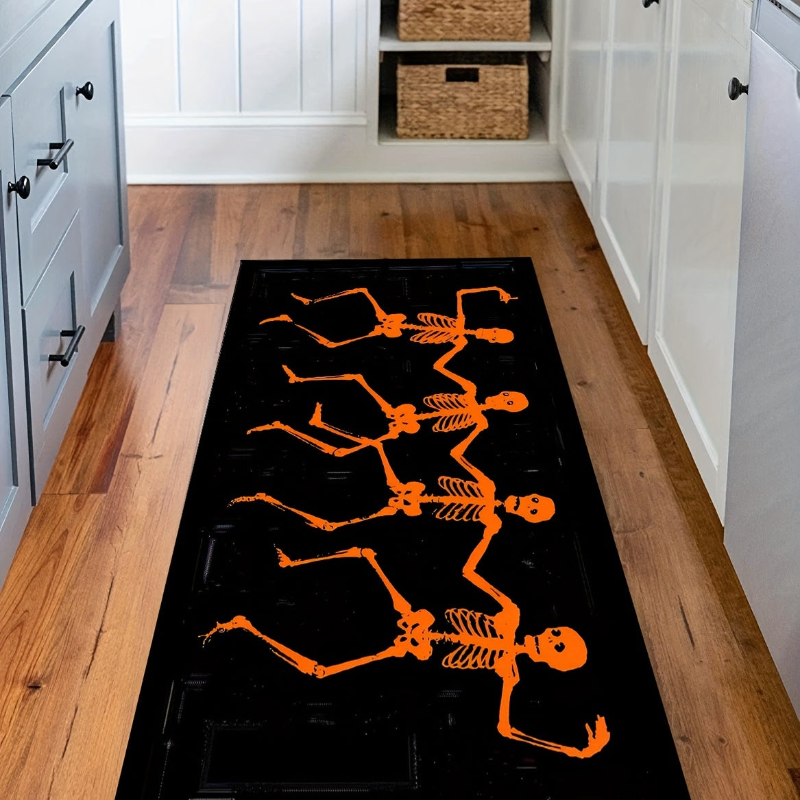 2pcs Halloween Skull Kitchen Mat Non Skid Washable Carpet