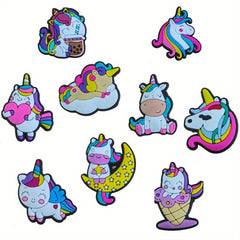 18PCS Unicorn Shoe Charms For Bubble Slides Sandals PVC Shoe Decor