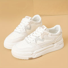 Women's Lace-Up Platform Sneakers Breathable Low Skate Shoes