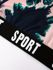 Tropical Print Racer Back Tank Bra