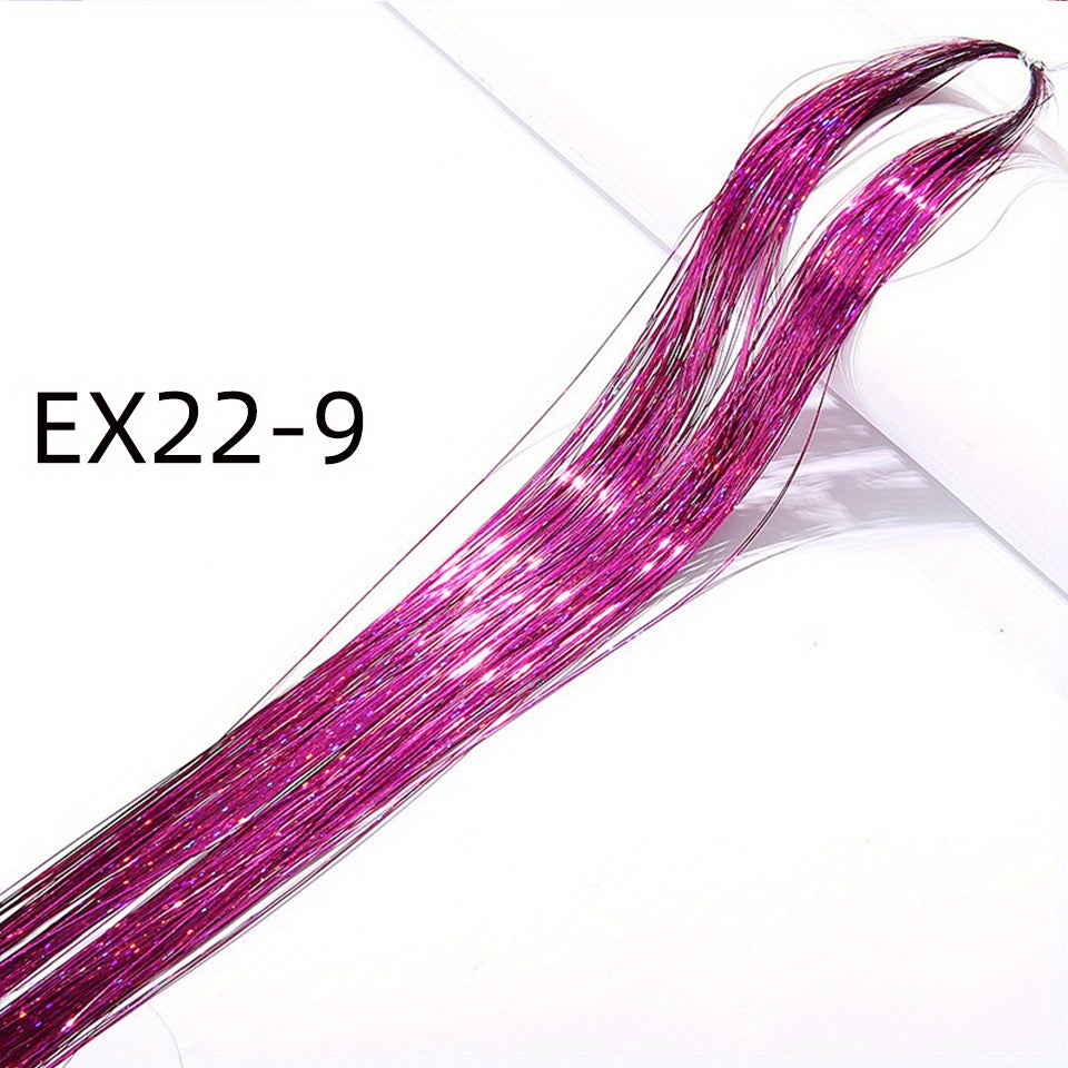 60 96 Cm Sparkle Hair Tinsel Rainbow Colored Strands Hair Extensions