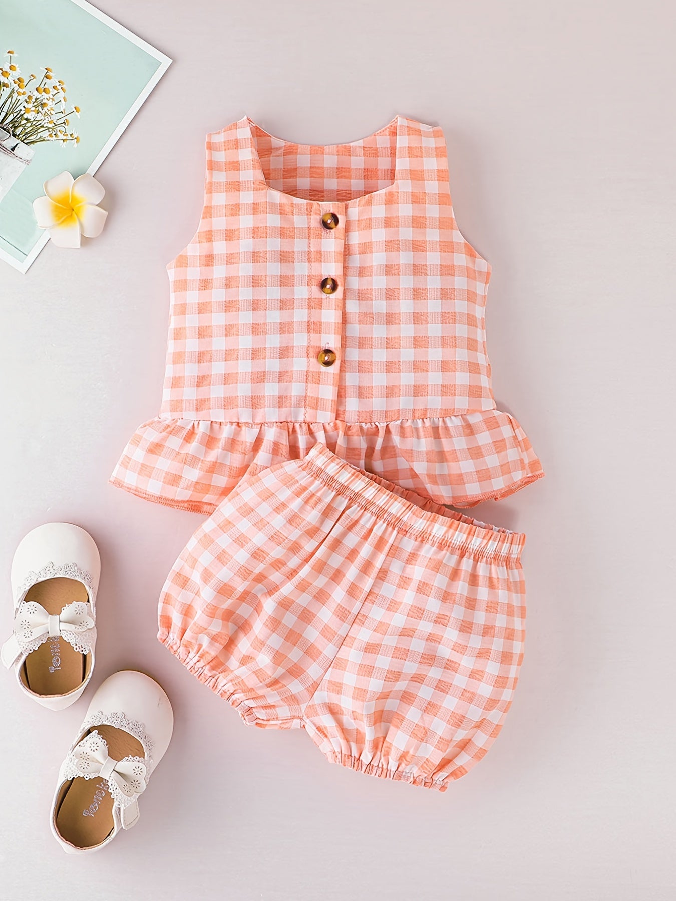 Baby Girls Plaid Vest Top Shorts Set Newborn Infant Summer Clothes