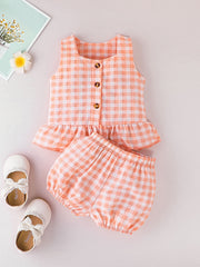 Baby Girls Plaid Vest Top Shorts Set Newborn Infant Summer Clothes