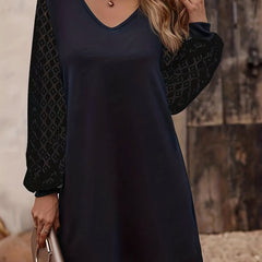 Colorblock Lace Long Sleeve Maxi Dress