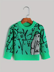Kids Jacquard Long Sleeve Knitted Pullover Sweater