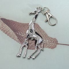 Enamel Giraffe Keychain Pendant Rhinestone Memorial Gift