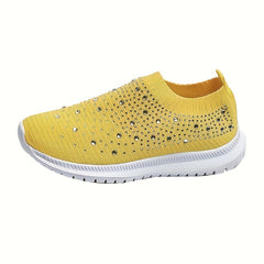Women's Rhinestone Mesh Breathable Tennis Sports Shoes Lightweight Non slip