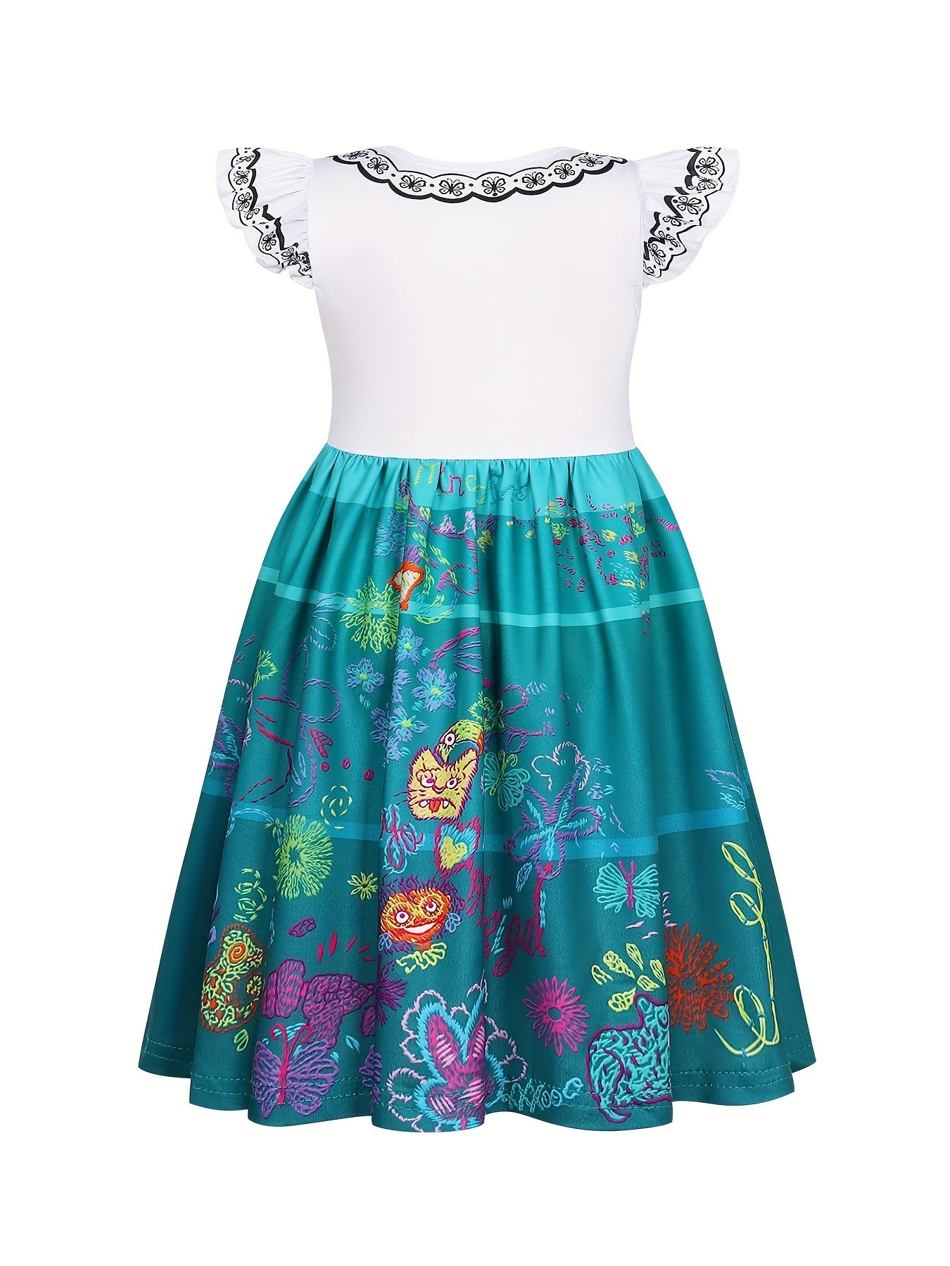 Girls Princess Dress Flowers Print Costume Dress Up Birthday Party