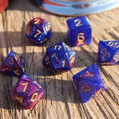 7pcs Dark & Purple Starry Sky Dice Set for Party