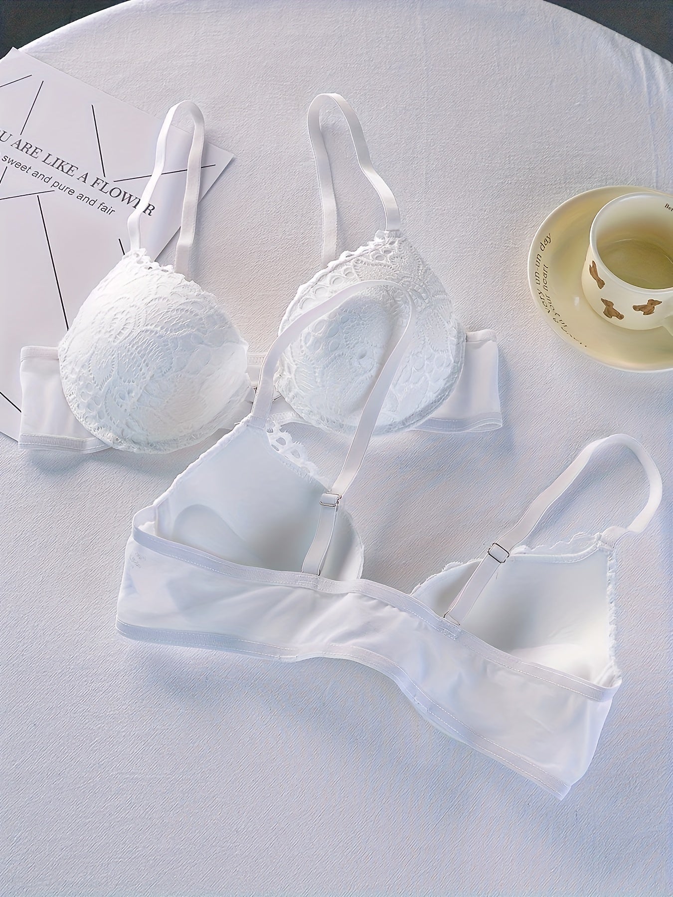 2 Pcs Front Buckle Push Up Bra Comfy & Breathable Women's Lingerie