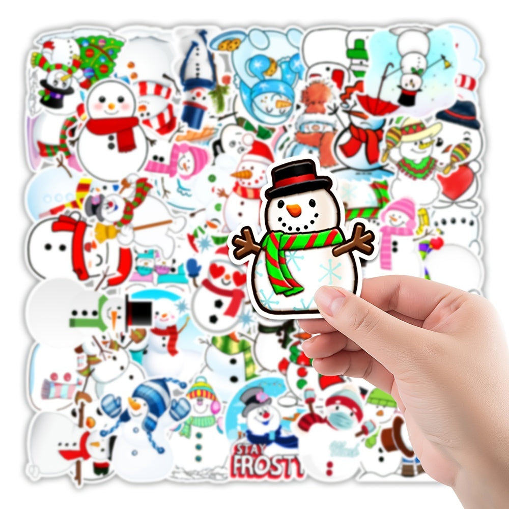 50Pcs Snowman Doodle Stickers Xmas Holiday Party Decor