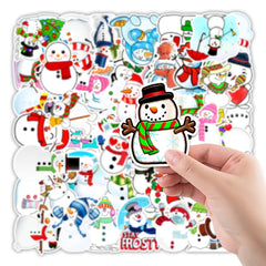 50Pcs Snowman Doodle Stickers Xmas Holiday Party Decor