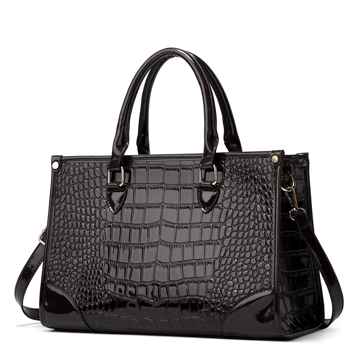 Crocodile Pattern Tote Bag Solid Handbag Classic Satchel Work Women's Bag