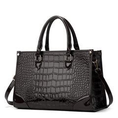 Crocodile Pattern Tote Bag Solid Handbag Classic Satchel Work Women's Bag