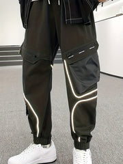 Men's Casual Glowing Cargo Pants with Zipper Pockets