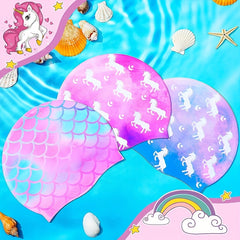 Silicone Mermaid Unicorn Swimming Cap for Long Short Hair