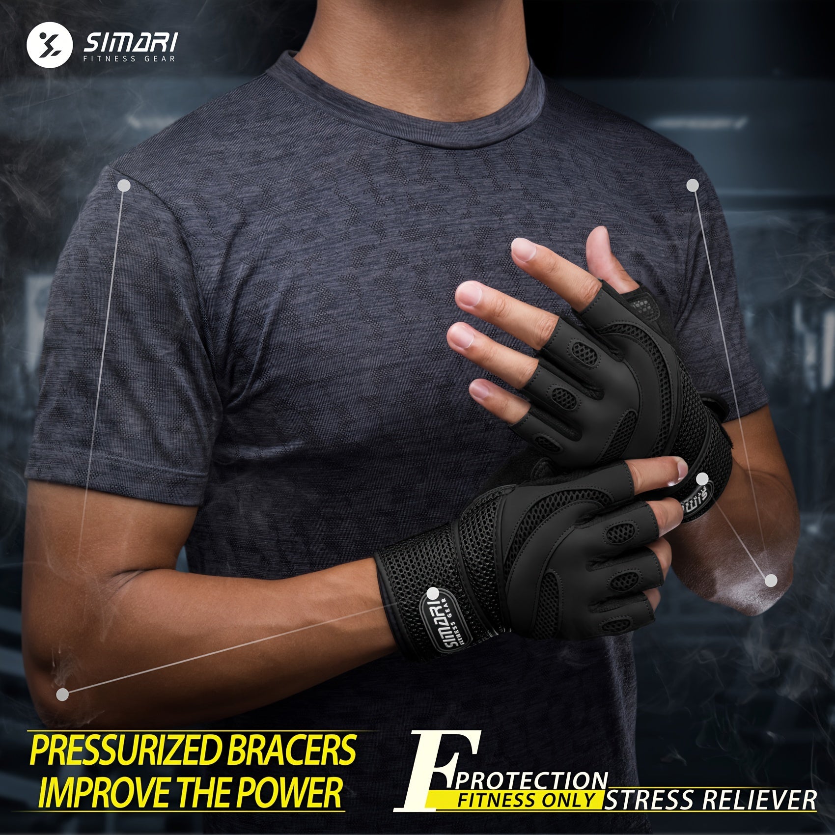 Workout Gloves With Wrist Wrap Non-slip Fitness Gloves for Weightlifting Gym