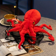 15in Red Octopus Soft Stuffed Toy Lifelike Marine Animal Doll Yellow Eyes