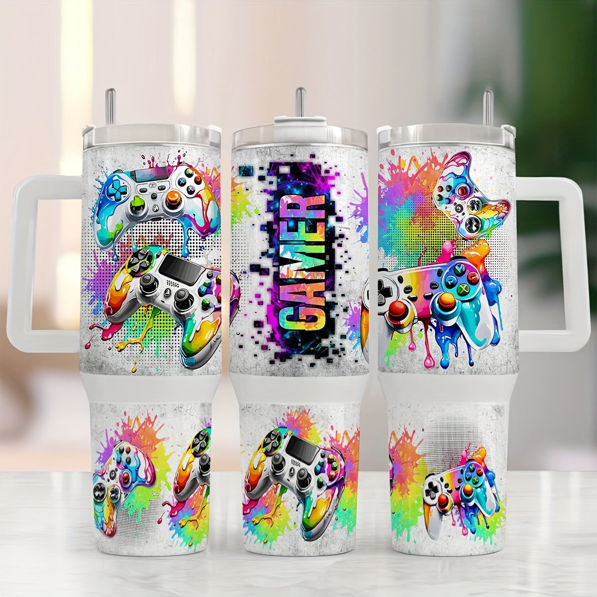 2pcs Gamer Gamepad Decorative Paper Packaging for 40oz Glass Cup Set