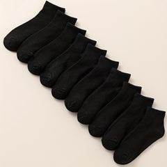 20 Pairs Women's Crew Short Socks Solid Colors Breathable Comfortable Stockings