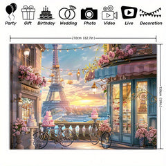 Parisian Birthday Cake Shop Photography Backdrop