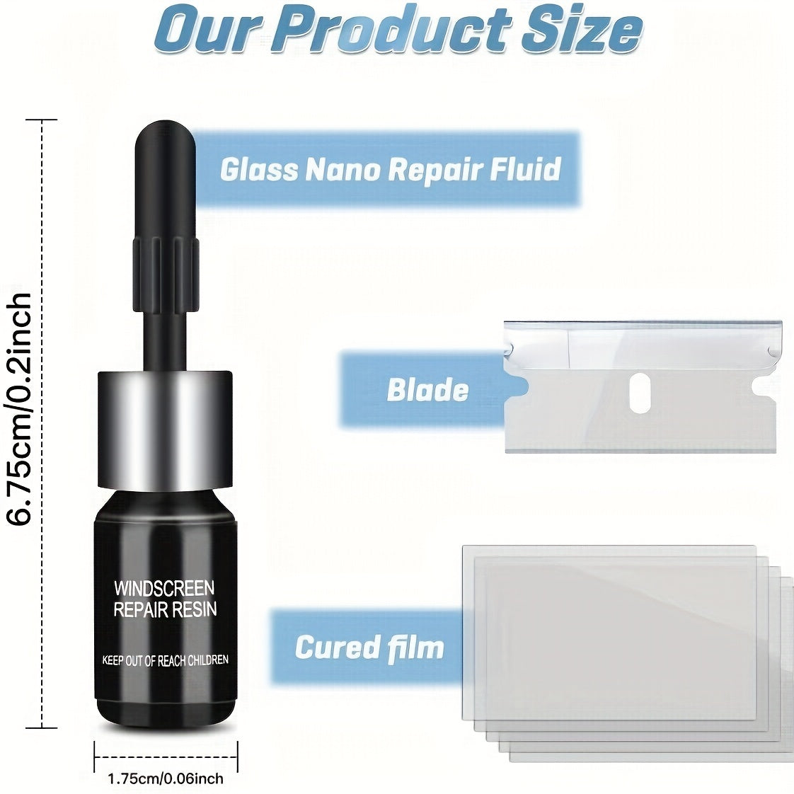 Professional Car Windshield Repair Kit - Fixes Glass Cracks and Scratches