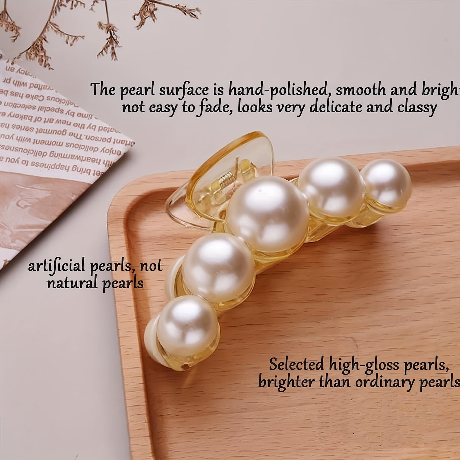 4pcs Faux Pearl Hair Clips Claw Clips Decorative Birthday Accessories