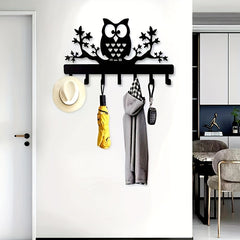 Owl Key Hanger with 7 Hooks - Decorative Metal Keychain Organizer