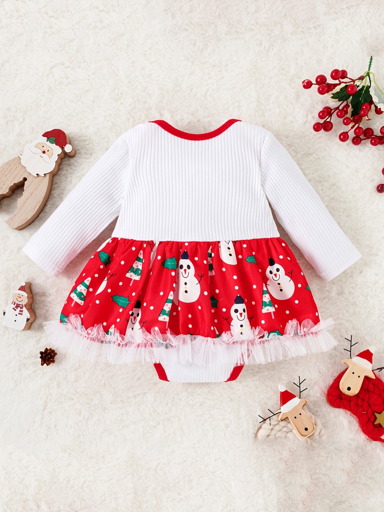 Baby Toddler Christmas Long Sleeve Romper Jumpsuit Dress