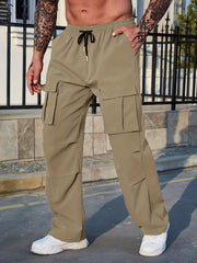 Men's Drawstring Cargo Pants Straight Leg Joggers