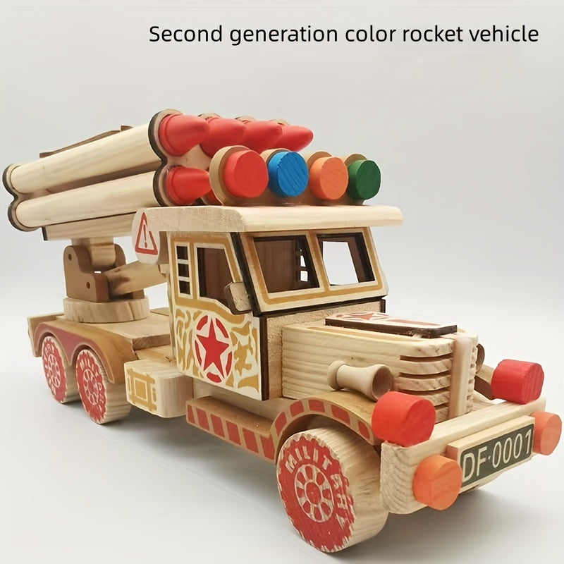 Rocket Military Wooden Model Car Toy Gift Hot Ornament