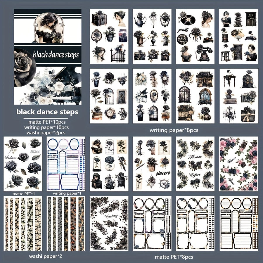 Retro Character and Flower Stickers, 20 Sheets