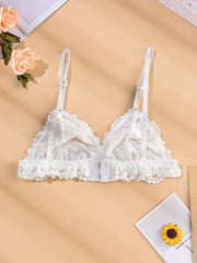 Floral Lace Unlined Wireless Bra Lightweight & Breathable Women's Lingerie