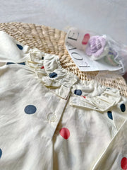Polka Dot Ruffle Trim Blouse for Little Princess