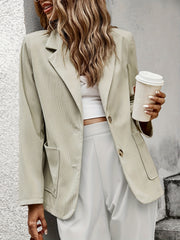 Long Sleeve Lapel Corduroy Blazer Outwear For Office