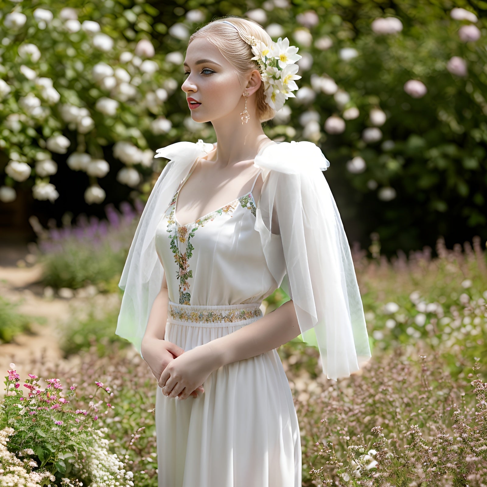 Detachable Bridal Shawl with Bowknot Sleeveless Wedding Dress Accessory