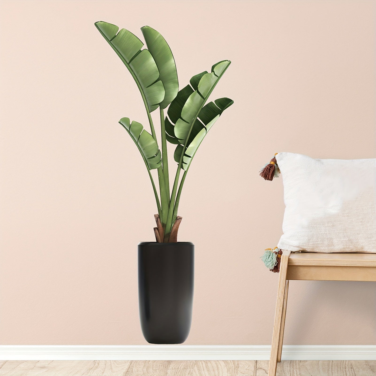 Tropical Palm Leaf Wall Decals Green Potted Plant Stick-On