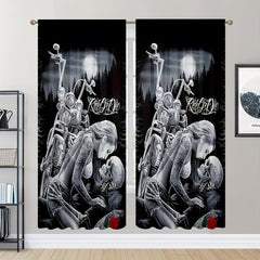 2pcs Robot Love Curtains Rod Pocket Window Drapes