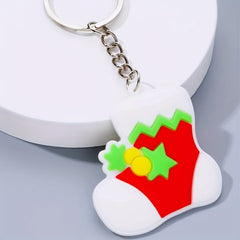 6pcs Christmas Elements Silicone Keychain - Snowman Reindeer Design