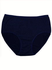 5 Pack Plus Size Panties Set Pin Dot Print Mid Waist Underwear